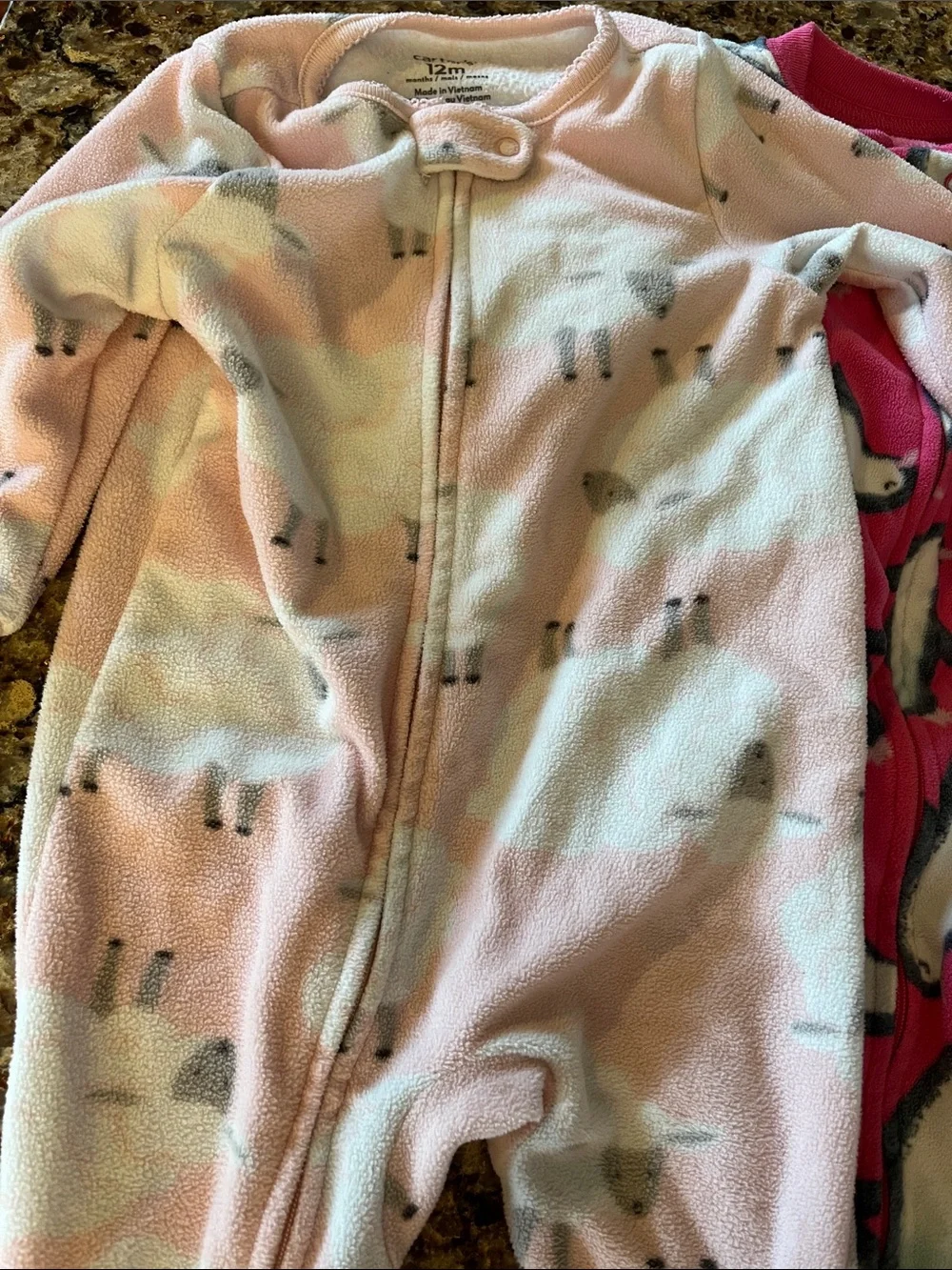Carter’s Girl’s Fleece Footed Sleeper Pajamas Lot, 12 Months
